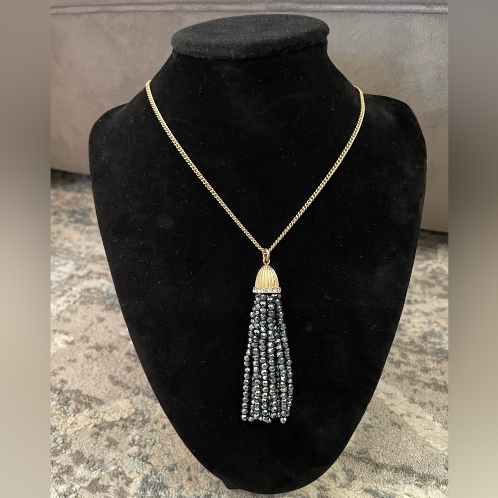 J Crew Sparkle Tassel Pendant Necklace